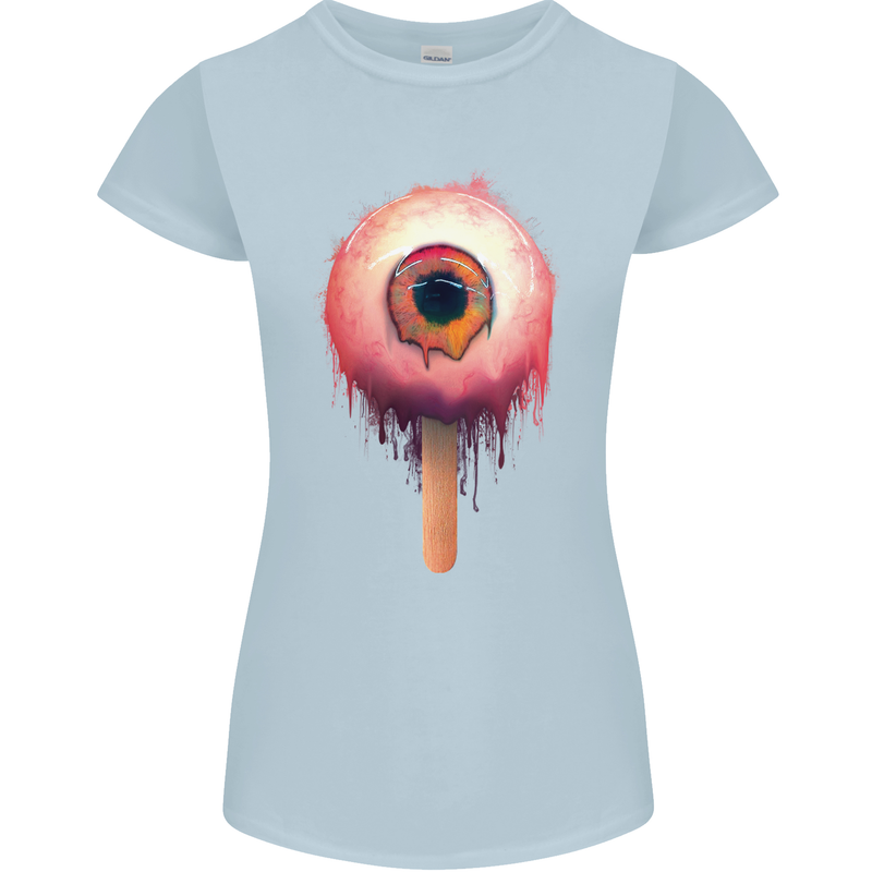 Eyesicle Horror Hangover Eye Gothic Demon Womens Petite Cut T-Shirt Light Blue