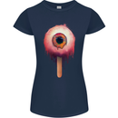 Eyesicle Horror Hangover Eye Gothic Demon Womens Petite Cut T-Shirt Navy Blue
