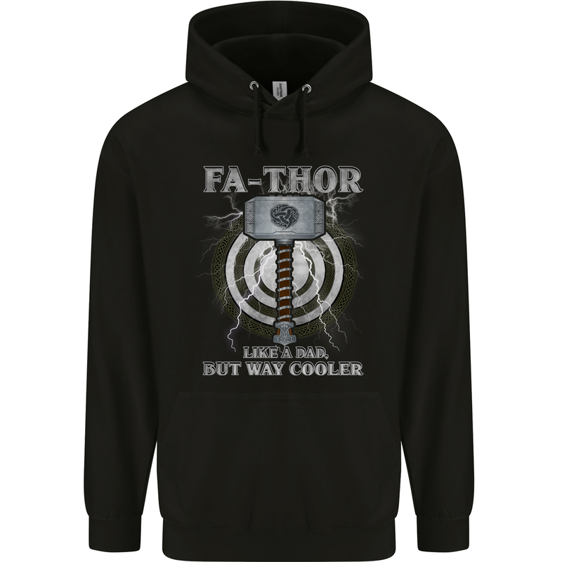 FA-THOR Funny Fathers Day Thor Dad Mens 80% Cotton Hoodie Black