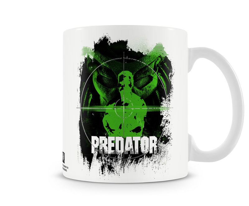 Predator film crosshair white coffee mug cup science fiction horror franchise Arnold Schwarzenegger