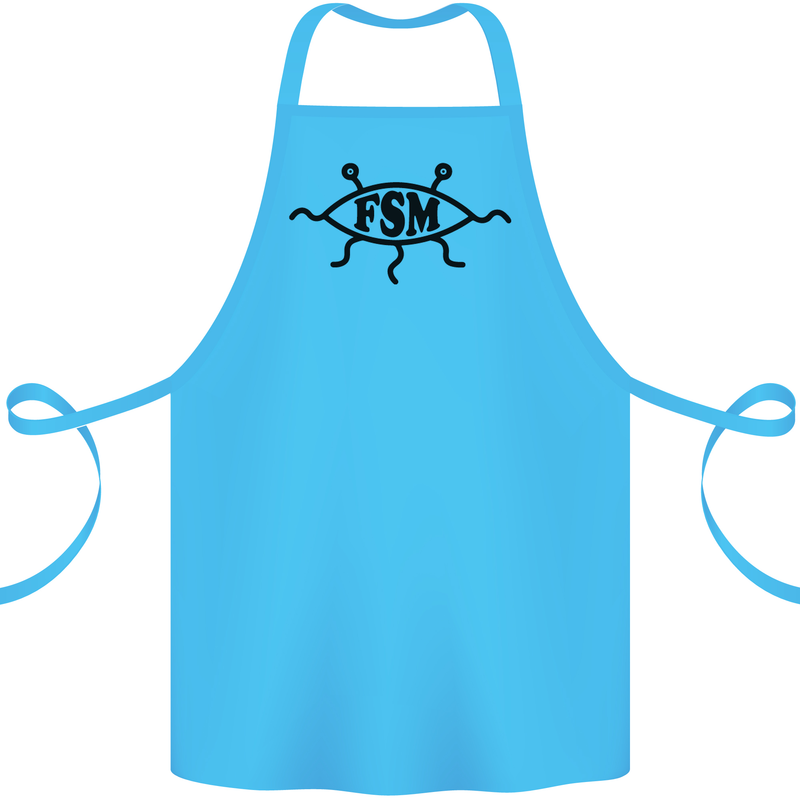 FSM Church Flying Spagetti Monster Atheist Cotton Apron 100% Organic Turquoise