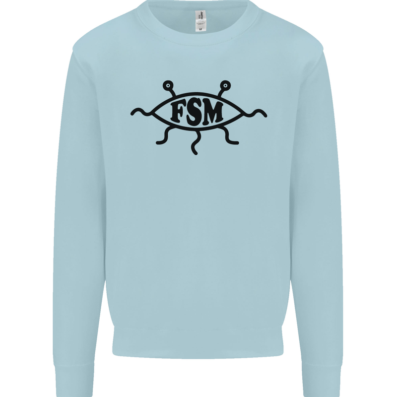 FSM Church Flying Spagetti Monster Atheist Mens Sweatshirt Jumper Light Blue