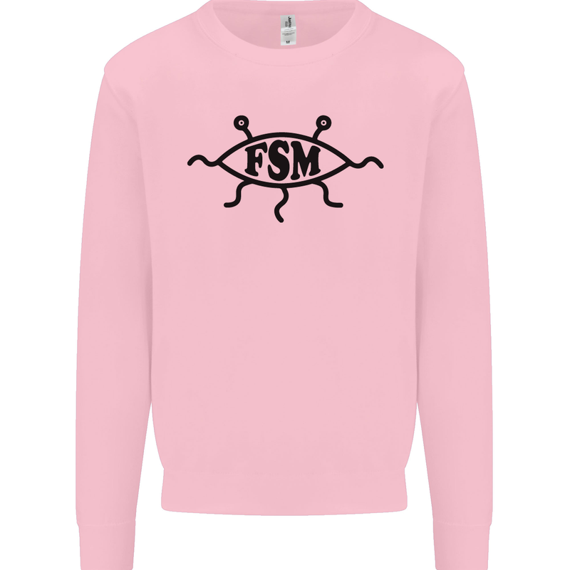 FSM Church Flying Spagetti Monster Atheist Mens Sweatshirt Jumper Light Pink