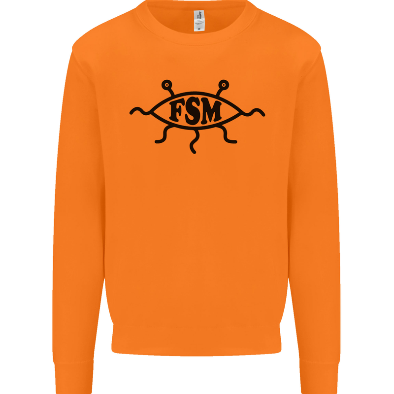 FSM Church Flying Spagetti Monster Atheist Mens Sweatshirt Jumper Orange