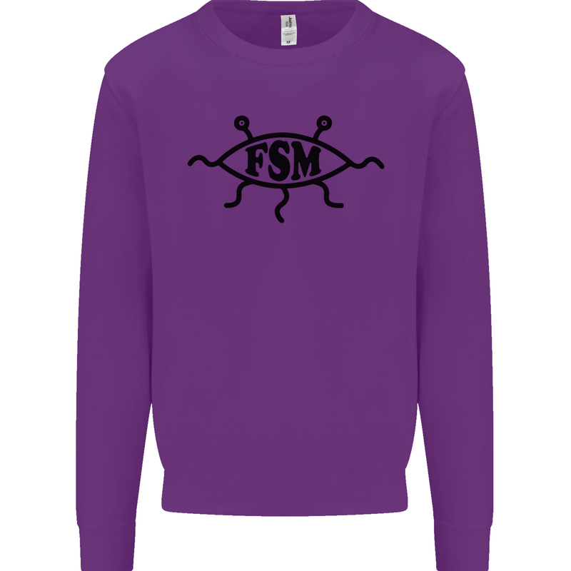 FSM Church Flying Spagetti Monster Atheist Mens Sweatshirt Jumper Purple