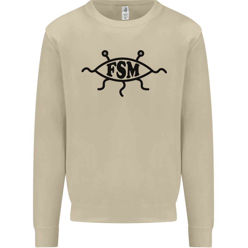 FSM Church Flying Spagetti Monster Atheist Mens Sweatshirt Jumper Sand