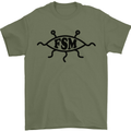FSM Church Flying Spagetti Monster Atheist Mens T-Shirt Cotton Gildan Military Green