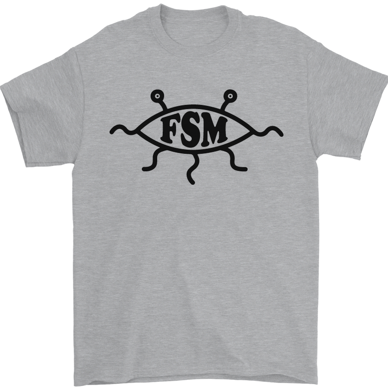 FSM Church Flying Spagetti Monster Atheist Mens T-Shirt Cotton Gildan Sports Grey