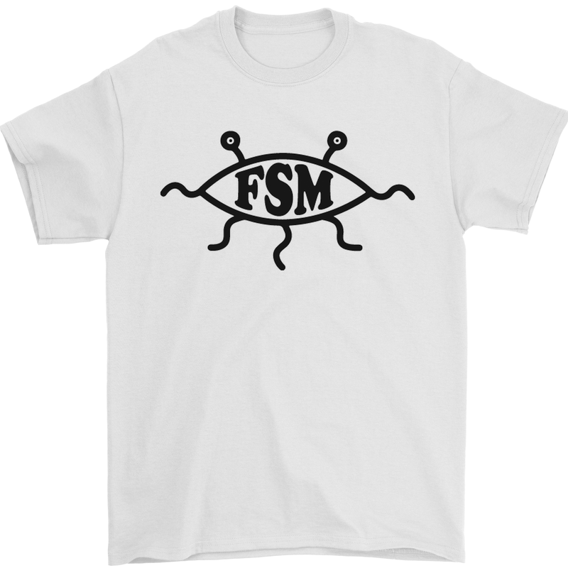 FSM Church Flying Spagetti Monster Atheist Mens T-Shirt Cotton Gildan White