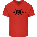 FSM Church Flying Spagetti Monster Atheist Mens V-Neck Cotton T-Shirt Red