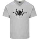 FSM Church Flying Spagetti Monster Atheist Mens V-Neck Cotton T-Shirt Sports Grey