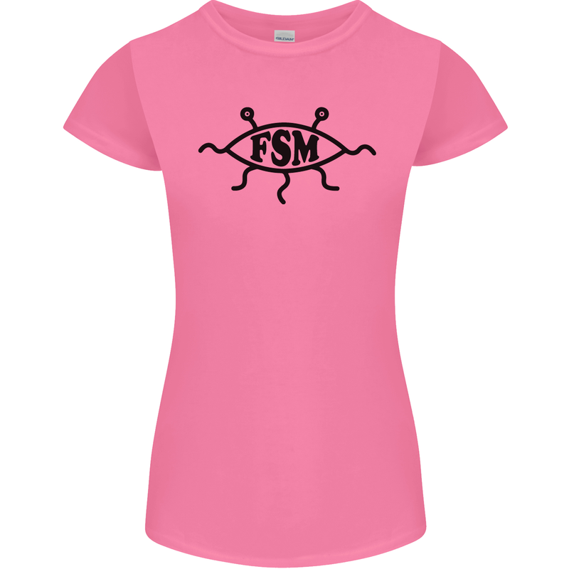 FSM Church Flying Spagetti Monster Atheist Womens Petite Cut T-Shirt Azalea