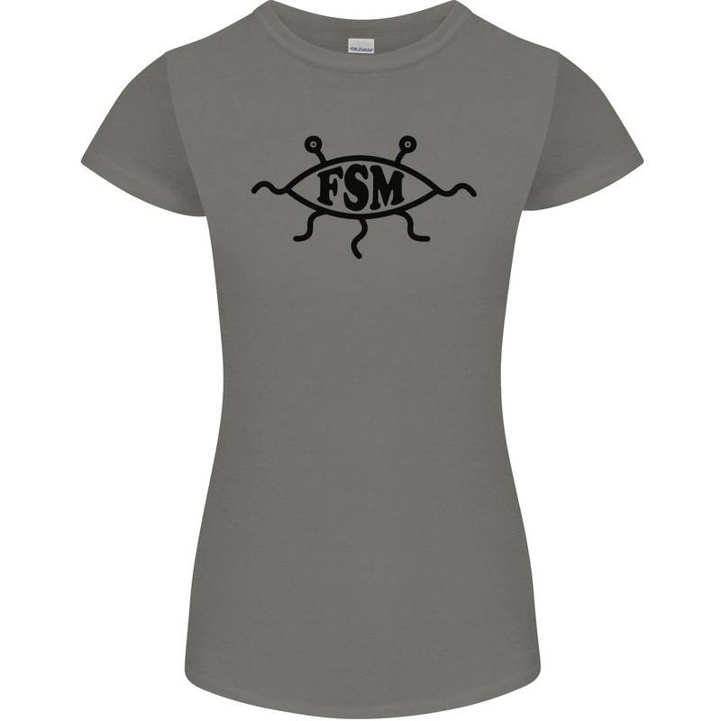 FSM Church Flying Spagetti Monster Atheist Womens Petite Cut T-Shirt Charcoal