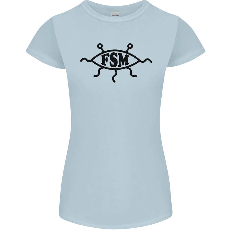 FSM Church Flying Spagetti Monster Atheist Womens Petite Cut T-Shirt Light Blue