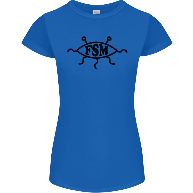 FSM Church Flying Spagetti Monster Atheist Womens Petite Cut T-Shirt Royal Blue