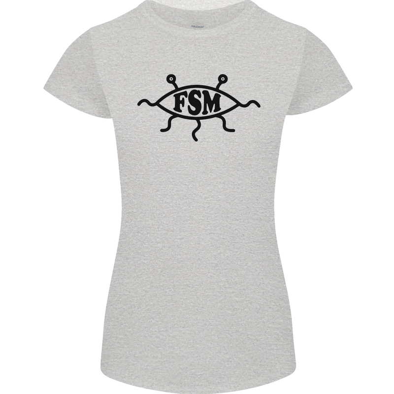 FSM Church Flying Spagetti Monster Atheist Womens Petite Cut T-Shirt Sports Grey