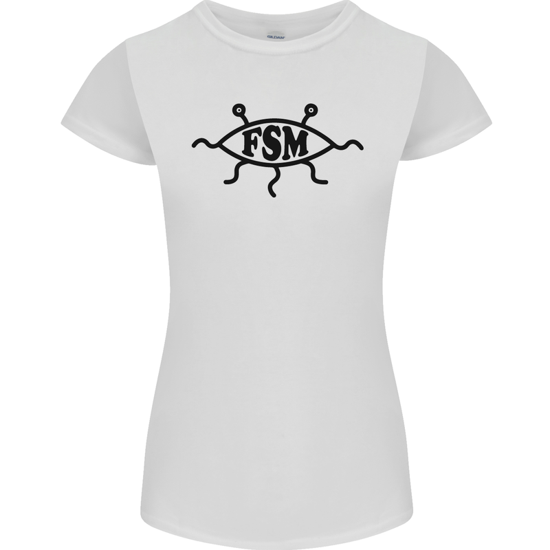 FSM Church Flying Spagetti Monster Atheist Womens Petite Cut T-Shirt White