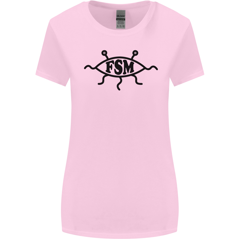 FSM Church Flying Spagetti Monster Atheist Womens Wider Cut T-Shirt Light Pink