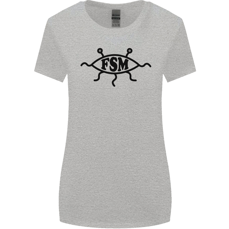 FSM Church Flying Spagetti Monster Atheist Womens Wider Cut T-Shirt Sports Grey