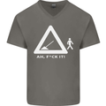 F#ck It Funny Offensive Road Worker Navvy Mens V-Neck Cotton T-Shirt Charcoal