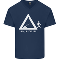 F#ck It Funny Offensive Road Worker Navvy Mens V-Neck Cotton T-Shirt Navy Blue