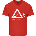 F#ck It Funny Offensive Road Worker Navvy Mens V-Neck Cotton T-Shirt Red