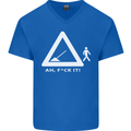 F#ck It Funny Offensive Road Worker Navvy Mens V-Neck Cotton T-Shirt Royal Blue
