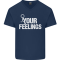 F#ck Your Feelings Funny Offensive Rude Mens V-Neck Cotton T-Shirt Navy Blue