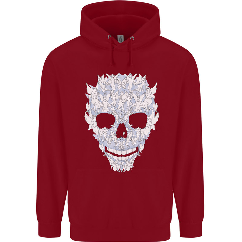 Fairy Skull Childrens Kids Hoodie Red