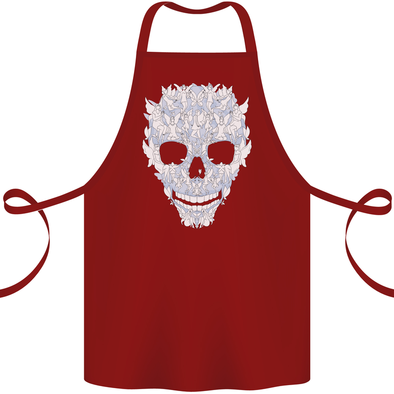 Fairy Skull Cotton Apron 100% Organic Maroon