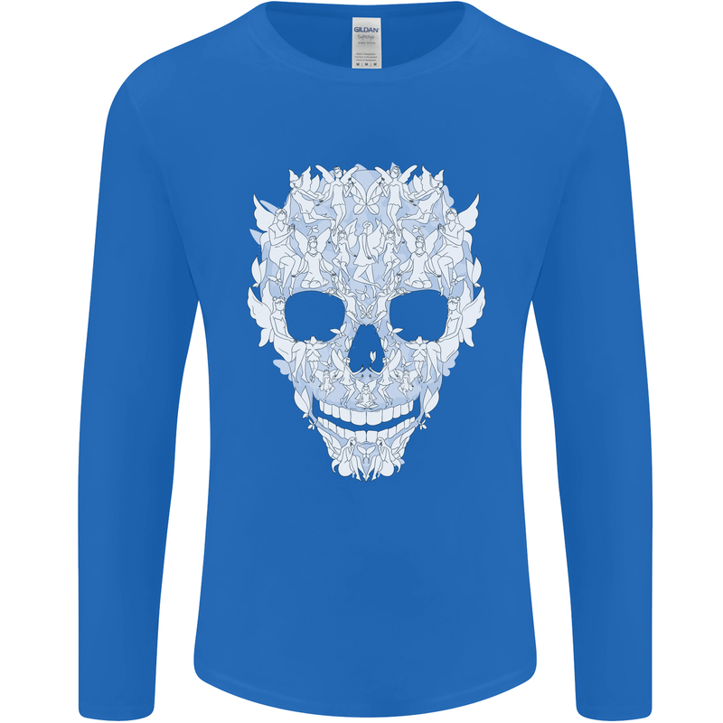 Fairy Skull Mens Long Sleeve T-Shirt Royal Blue