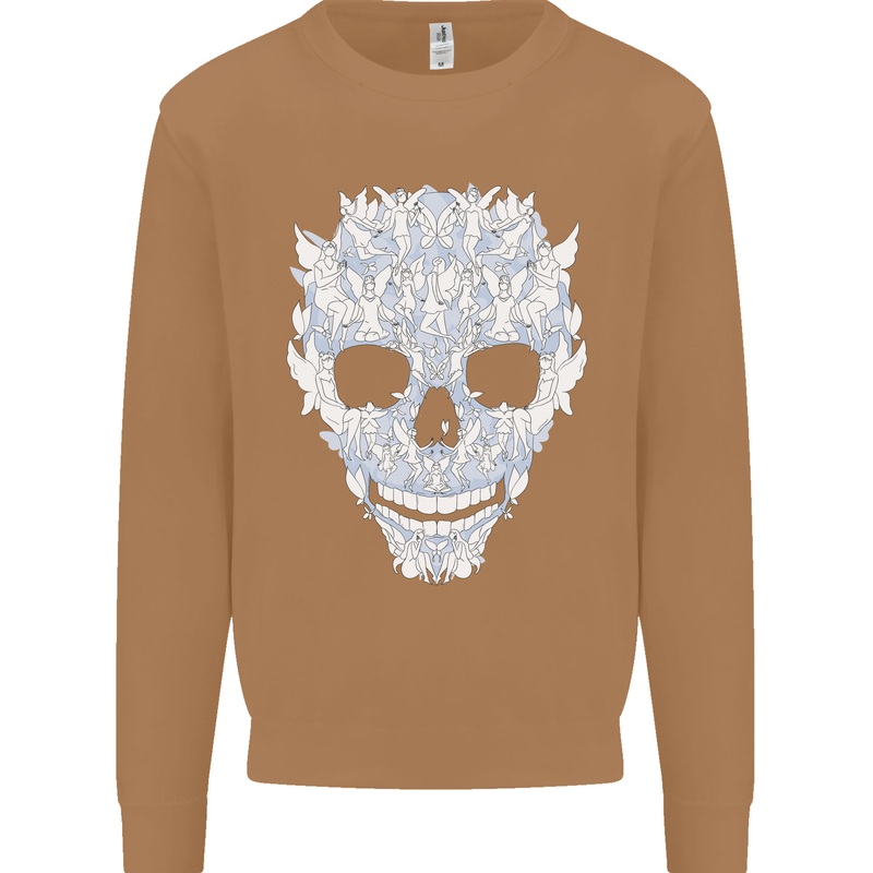 Fairy Skull Mens Sweatshirt Jumper Caramel Latte