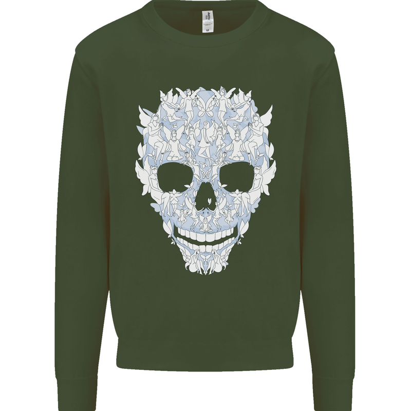 Fairy Skull Mens Sweatshirt Jumper Forest Green