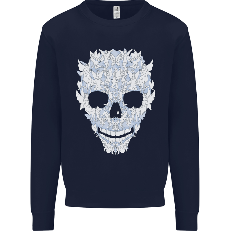 Fairy Skull Mens Sweatshirt Jumper Navy Blue