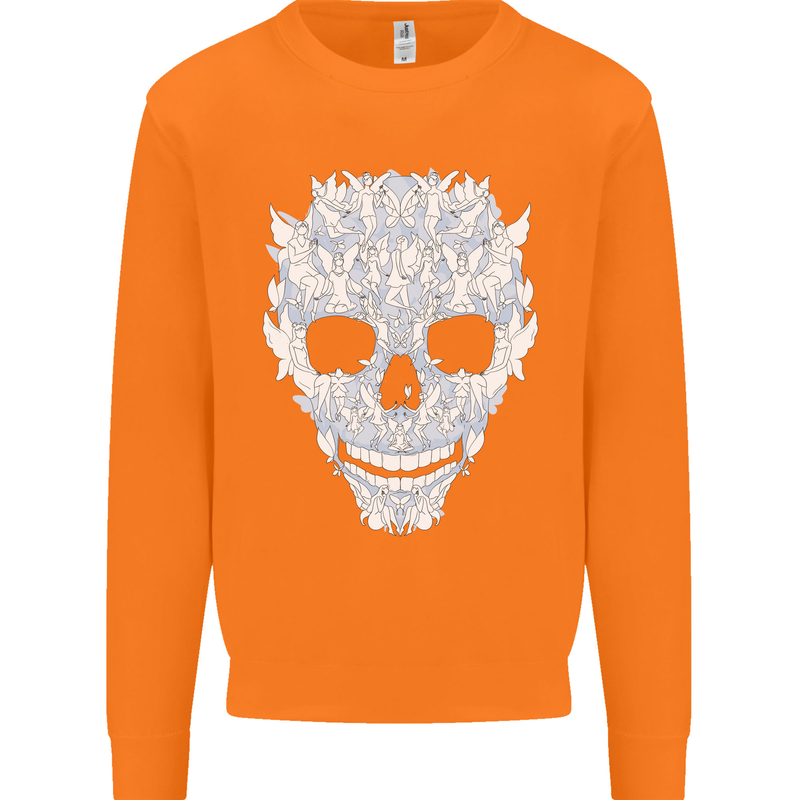 Fairy Skull Mens Sweatshirt Jumper Orange
