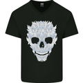 Fairy Skull Mens V-Neck Cotton T-Shirt Black