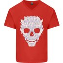 Fairy Skull Mens V-Neck Cotton T-Shirt Red