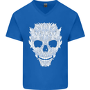 Fairy Skull Mens V-Neck Cotton T-Shirt Royal Blue