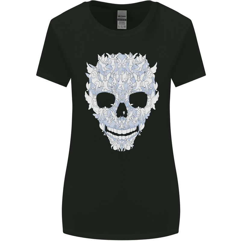 Fairy Skull Womens Wider Cut T-Shirt Black
