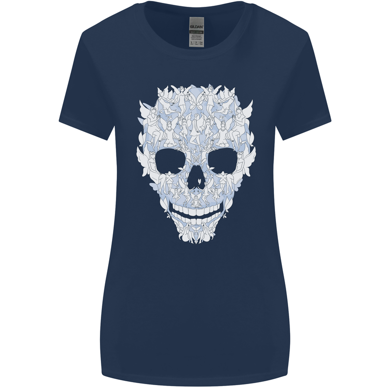 Fairy Skull Womens Wider Cut T-Shirt Navy Blue