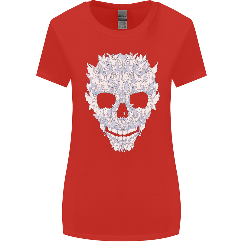 Fairy Skull Womens Wider Cut T-Shirt Red