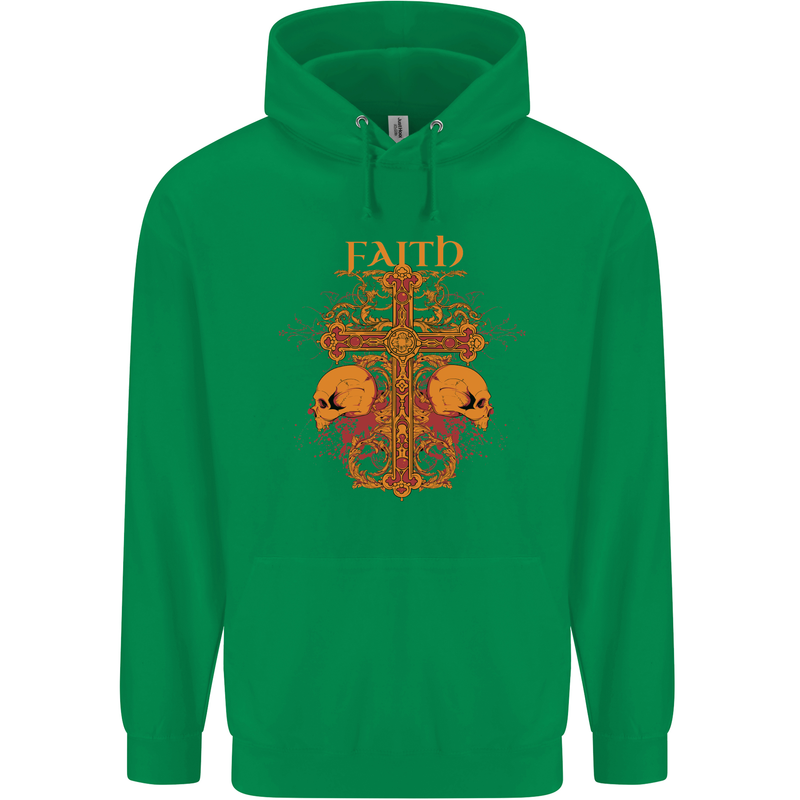 Faith Demonic Skulls Gothic Heavy Metal Childrens Kids Hoodie Irish Green