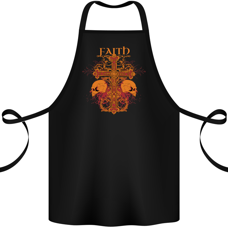 Faith Demonic Skulls Gothic Heavy Metal Cotton Apron 100% Organic Black