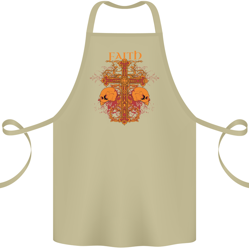 Faith Demonic Skulls Gothic Heavy Metal Cotton Apron 100% Organic Khaki