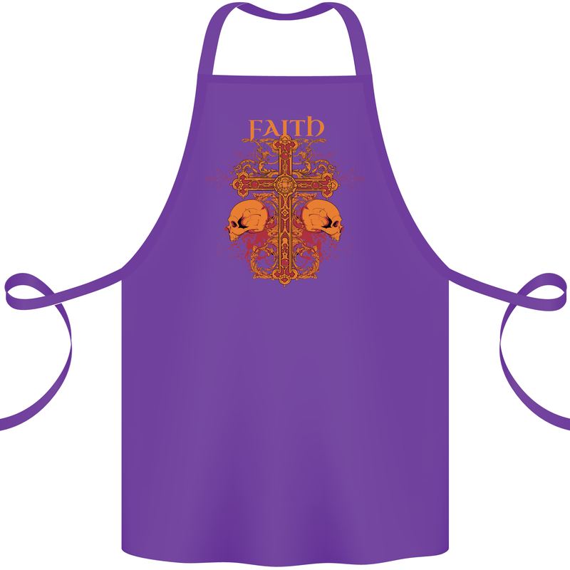 Faith Demonic Skulls Gothic Heavy Metal Cotton Apron 100% Organic Purple
