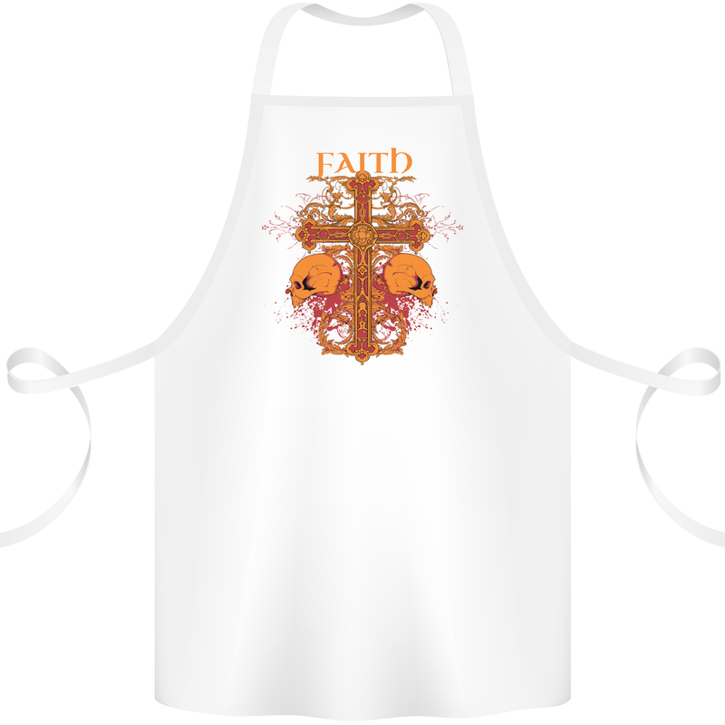 Faith Demonic Skulls Gothic Heavy Metal Cotton Apron 100% Organic White