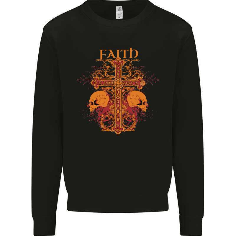 Faith Demonic Skulls Gothic Heavy Metal Kids Sweatshirt Jumper Black