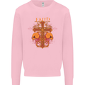 Faith Demonic Skulls Gothic Heavy Metal Kids Sweatshirt Jumper Light Pink
