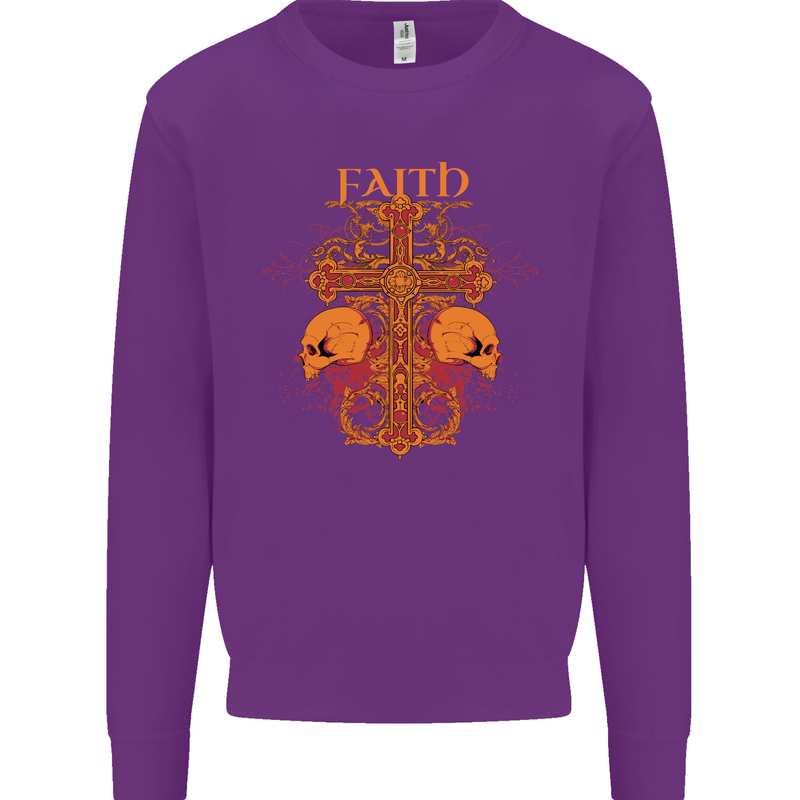 Faith Demonic Skulls Gothic Heavy Metal Kids Sweatshirt Jumper Purple