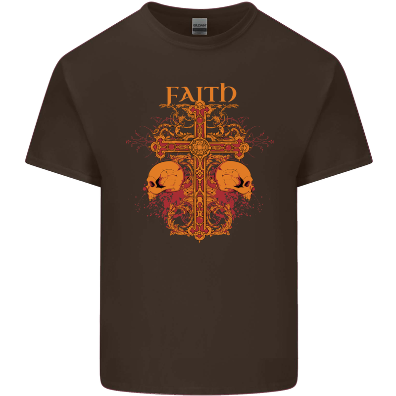 Faith Demonic Skulls Gothic Heavy Metal Kids T-Shirt Childrens Chocolate